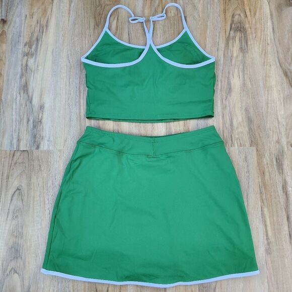 ⏭️NWT Green Athletic Cropped Sleeveless Top & Skort Set Medium - Picture 7 of 12